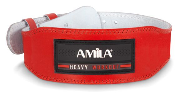 Ζώνη Άρσης Βαρών AMILA Δερμάτινη Κόκκινη Γ΄ Quality S (44305)
