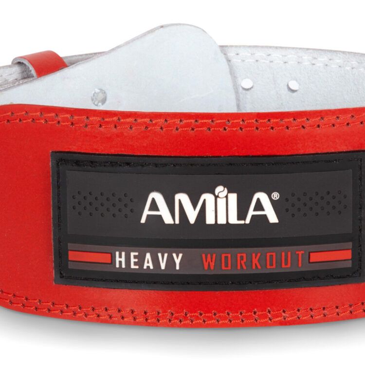 Ζώνη Άρσης Βαρών AMILA Δερμάτινη Κόκκινη Γ΄ Quality M 44306