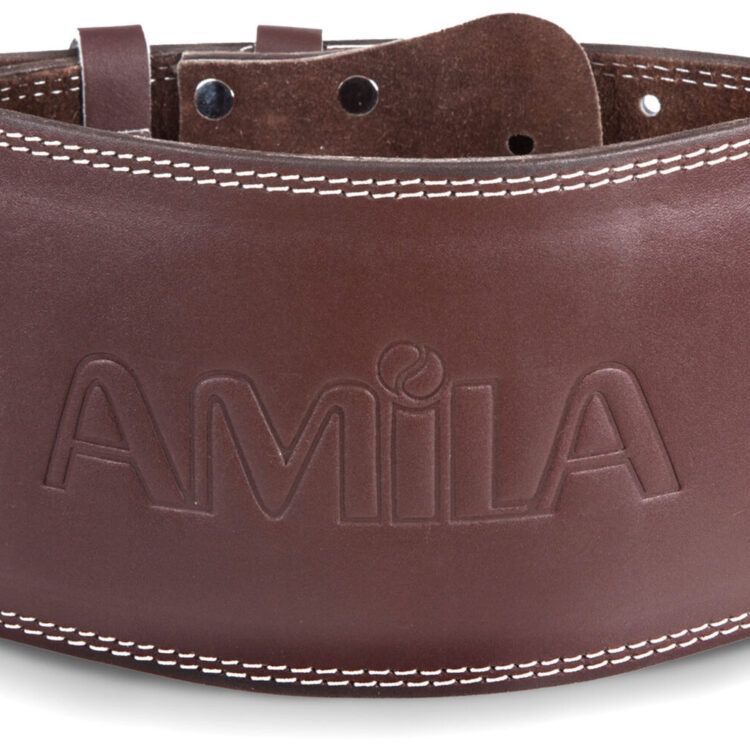 Ζώνη Άρσης Βαρών AMILA Δερμάτινη Καφέ B Quality S 94920