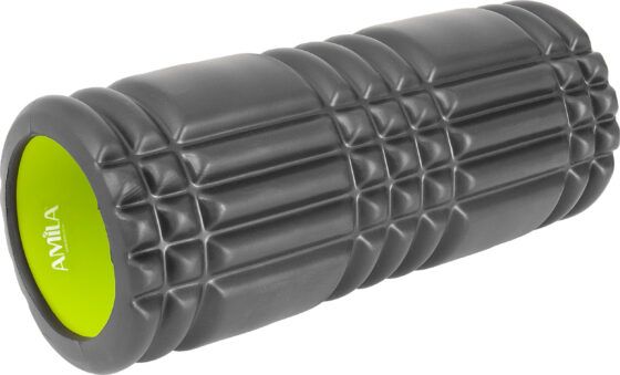 AMILA Foam Roller Plexus Φ14x33cm Μαύρο/Λάιμ 96822