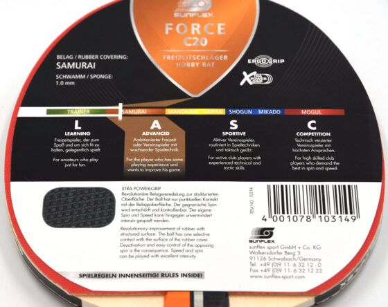 Ρακέτα Ping Pong Sunflex FORCE C20 (97152) - Image 2