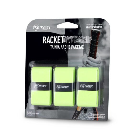 Ταινία Λαβής Ρακετών AMILA Overgrip Neon Green 3 Τεμ 45793 - Image 2