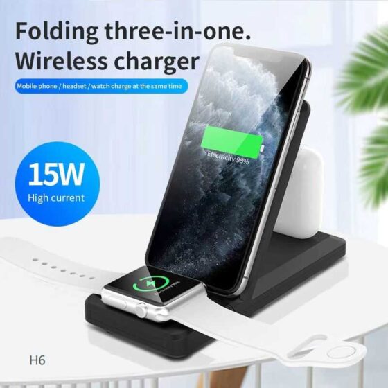 Βάση ασύρματης φόρτισης Smartphone/Smartwatch/Ακουστικών iOS - 3in1 - H6 - 15W - 164453 - Image 2