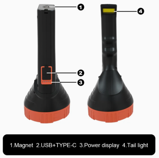 Επαναφορτιζόμενος φακός LED - 88069 - 182752 - Red/Black - Image 2